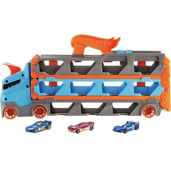 Hot Wheels City Speedway Hauler GVG37 Transforms Into 6 Ft. Long 2 Car Racetrack - Picture 13 of 16